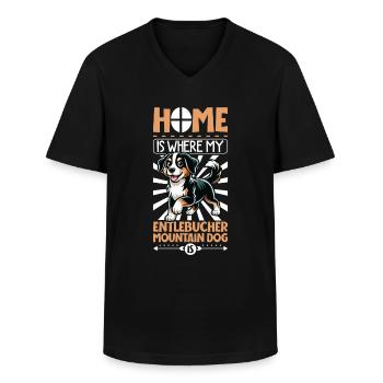 Home - Entlebucher Mountain Dog - Men's V-Neck T-Shirt - black - Front - AI Model Male 178 dark (178cm)
