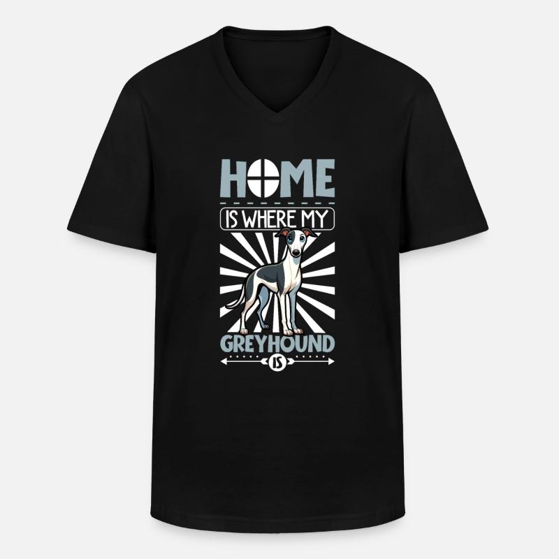 Zuhause - Greyhound - Männer-T-Shirt mit V-Ausschnitt - Schwarz