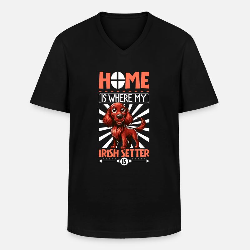 Zuhause - Irish Red Setter - Männer-T-Shirt mit V-Ausschnitt - Schwarz
