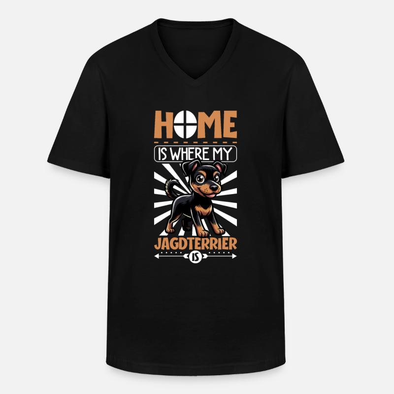 Zuhause - Deutscher Jagdterrier - Männer-T-Shirt mit V-Ausschnitt - Schwarz