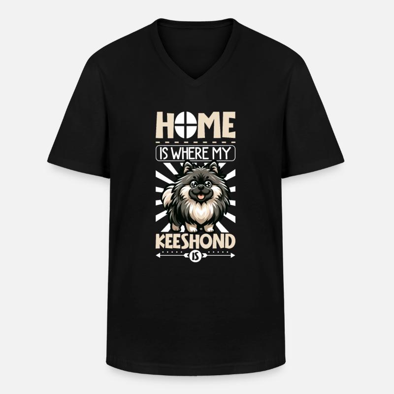 Zuhause - Wolfsspitz - Männer-T-Shirt mit V-Ausschnitt - Schwarz