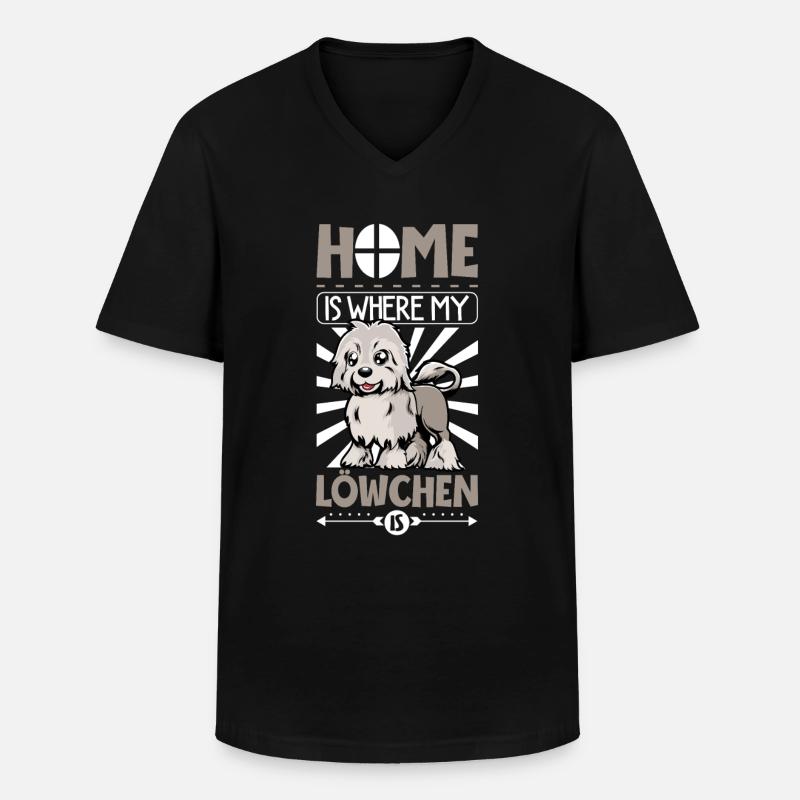 Zuhause - Löwchen - Männer-T-Shirt mit V-Ausschnitt - Schwarz