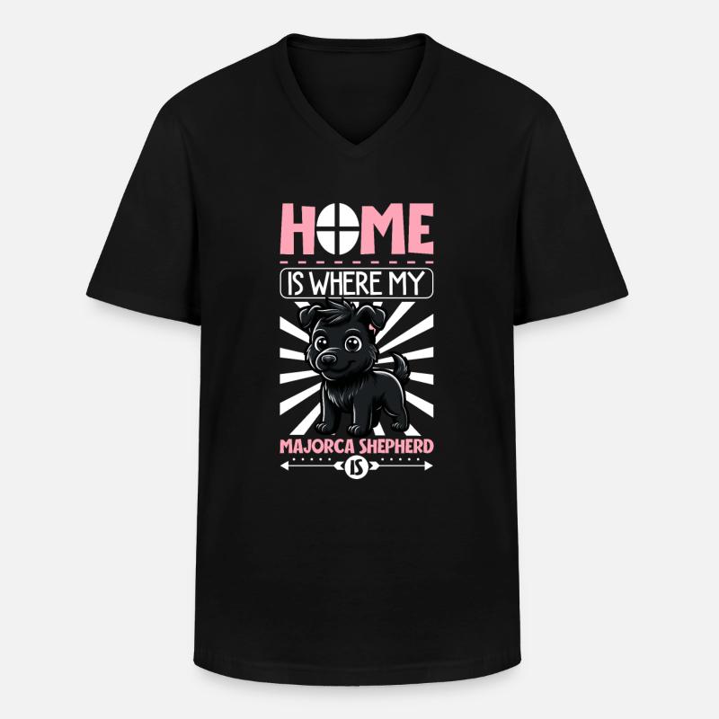 Zuhause - Ca de bestiar - Männer-T-Shirt mit V-Ausschnitt - Schwarz