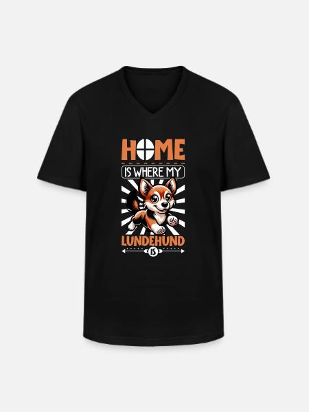 Home - Norwegian Lundehund - Men's V-Neck T-Shirt - black