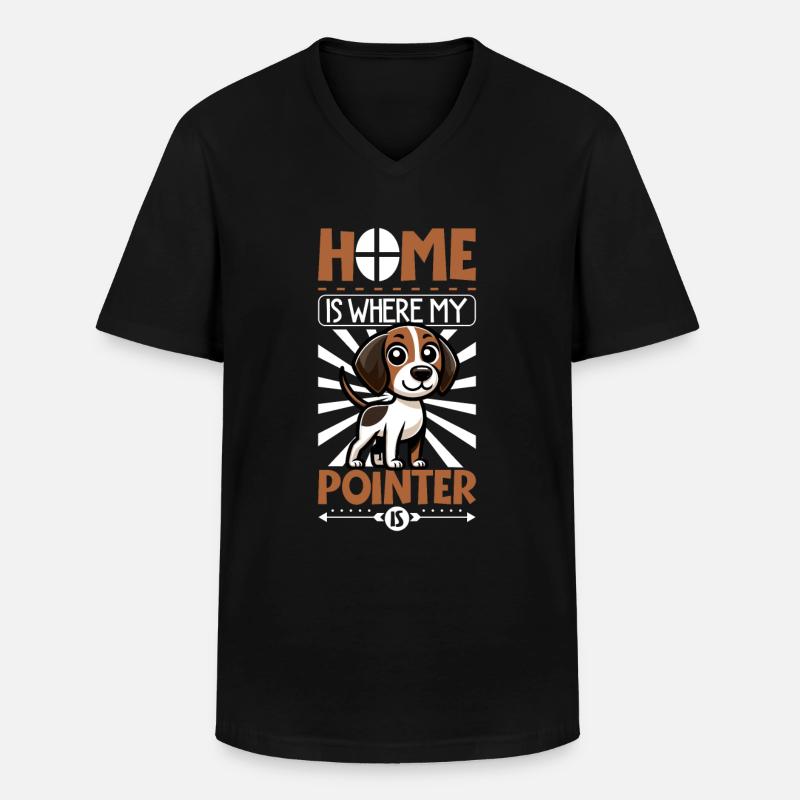 Zuhause - English Pointer - Männer-T-Shirt mit V-Ausschnitt - Schwarz
