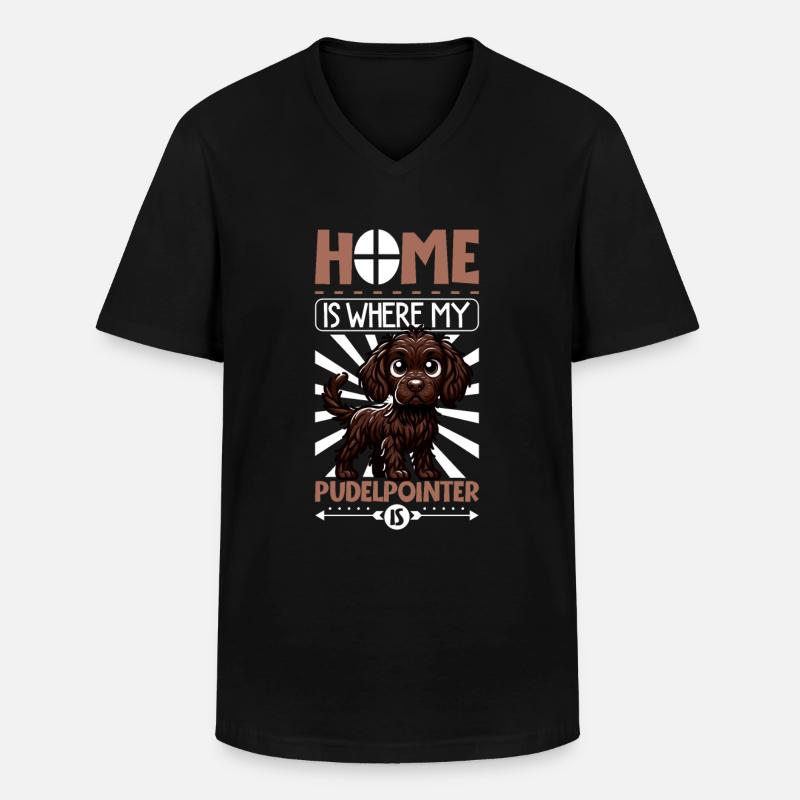 Zuhause - Pudelpointer - Männer-T-Shirt mit V-Ausschnitt - Schwarz