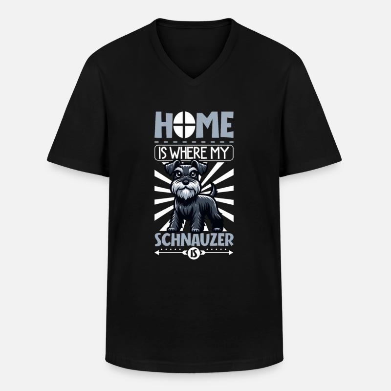 Zuhause - Schnauzer - Männer-T-Shirt mit V-Ausschnitt - Schwarz