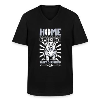 Zuhause - Polski Owczarek Podhalanski - Männer-T-Shirt mit V-Ausschnitt - Schwarz - Vorne - AI Model Male 178 dark (178cm)