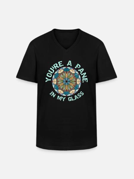 Drôle de vitrail - T-shirt col V Homme - noir