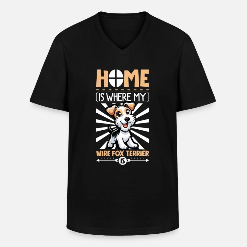 Zuhause - Drahthaar-Foxterrier - Männer-T-Shirt mit V-Ausschnitt - Schwarz