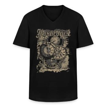 Horologie Stunde Bedeutung Uhrmacher - Männer-T-Shirt mit V-Ausschnitt - Schwarz - Vorne - AI Model Male 178 dark (178cm)