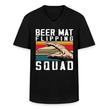 Sous-verres Flip Game bière - T-shirt col V Homme - noir - Devant - AI Model Male 178 dark (178cm)
