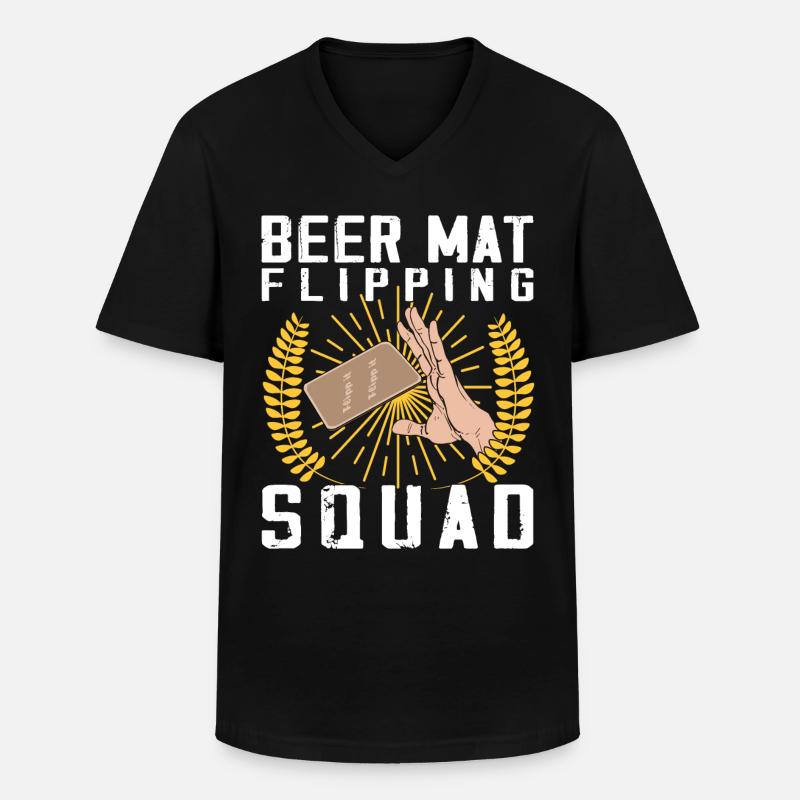 Bierdeckel Umdrehen Spiel Bier - Männer-T-Shirt mit V-Ausschnitt - Schwarz