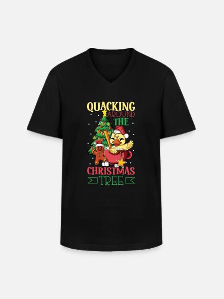 Christmas Duck - Men's V-Neck T-Shirt - black
