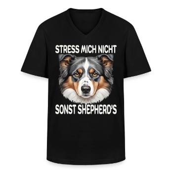Australian Shepherd Stress mich nicht - Männer-T-Shirt mit V-Ausschnitt - Schwarz - Vorne - AI Model Male 178 dark (178cm)