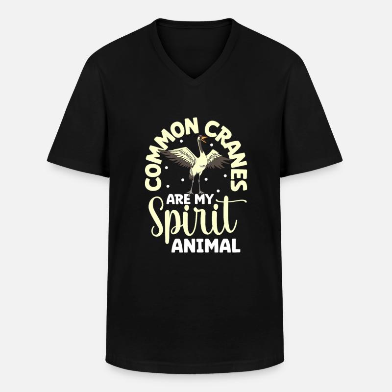 Lieblingstier - Kranich - Männer-T-Shirt mit V-Ausschnitt - Schwarz