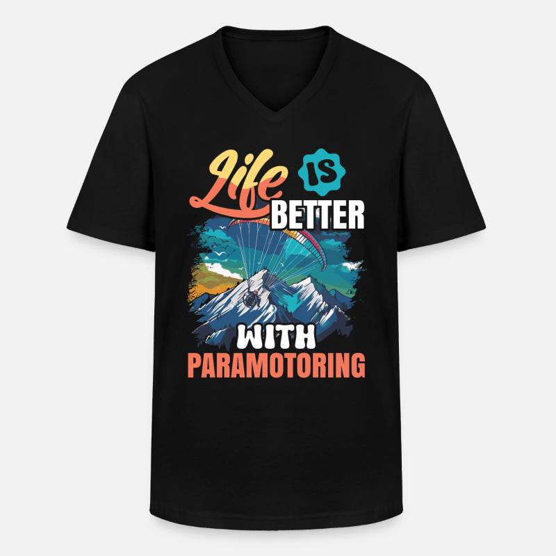 Paramotoring paramotoring - Men's V-Neck T-Shirt - black