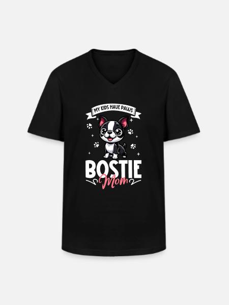 Boston Terrier Mom - Men's V-Neck T-Shirt - black