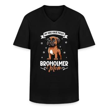 Broholm Mor - Klassisk herre T-shirt med V-udskæring - sort - Foran - AI Model Male 178 dark (178cm)