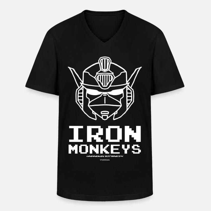 IRON MONKEYS ROBO MONKEY - Männer-T-Shirt mit V-Ausschnitt - Schwarz