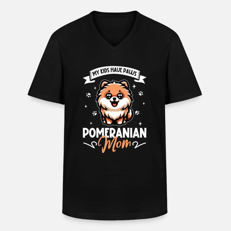 Zwergspitz Mama - Männer-T-Shirt mit V-Ausschnitt - Schwarz