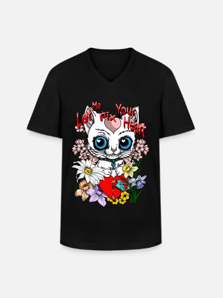 Heart repair - Männer-T-Shirt mit V-Ausschnitt - Schwarz