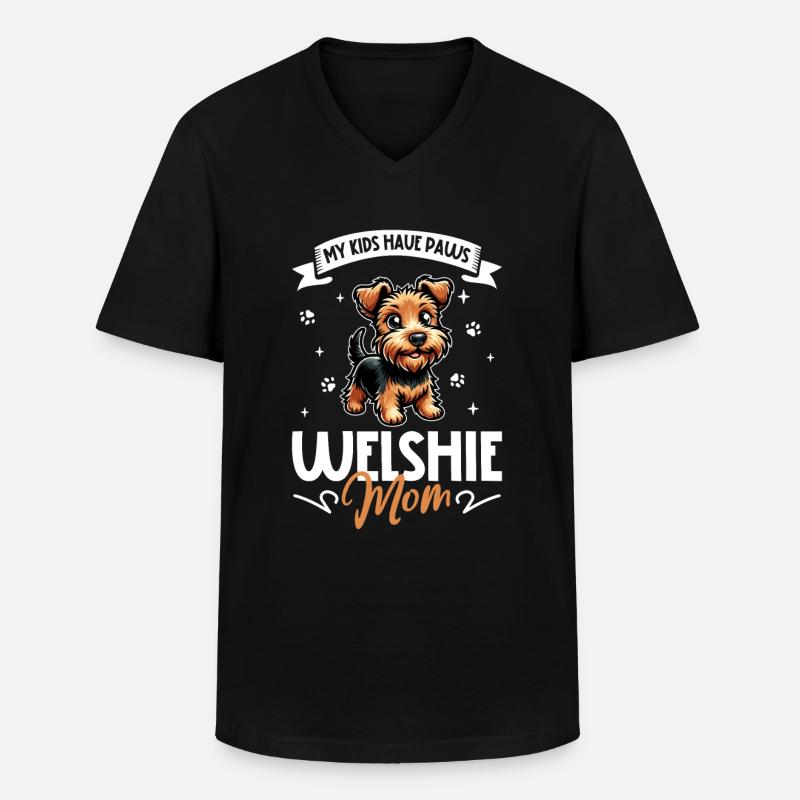 Welsh Terrier Mama - Männer-T-Shirt mit V-Ausschnitt - Schwarz