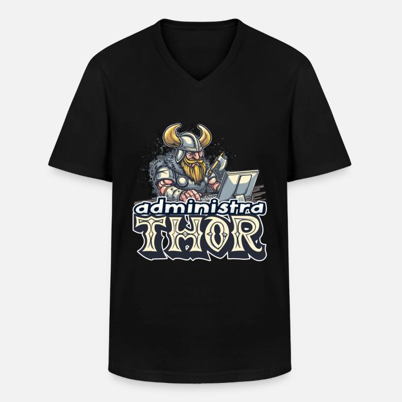Viking Databaseadministra-thor Nerdy - Männer-T-Shirt mit V-Ausschnitt - Schwarz