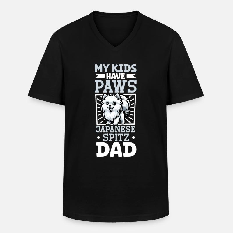 Japan-Spitz Papa - Männer-T-Shirt mit V-Ausschnitt - Schwarz