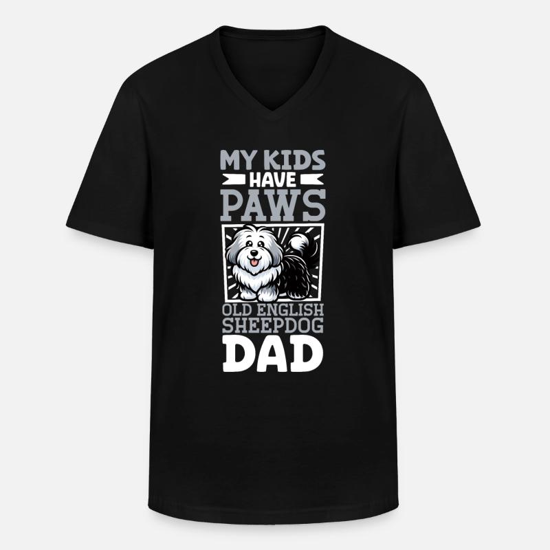 Bobtail Papa - Männer-T-Shirt mit V-Ausschnitt - Schwarz