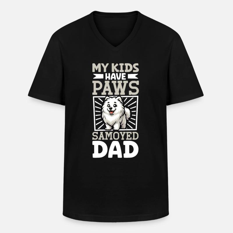 Samojede Papa - Männer-T-Shirt mit V-Ausschnitt - Schwarz