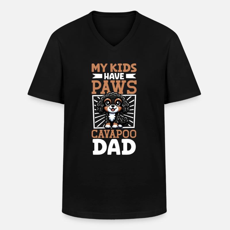 Cavapoo Papa - Men's V-Neck T-Shirt - black