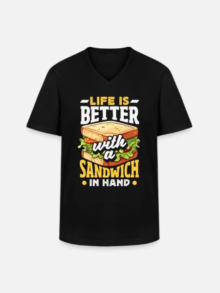 Sandwich Sandwich Snack Célébration - T-shirt col V Homme - noir