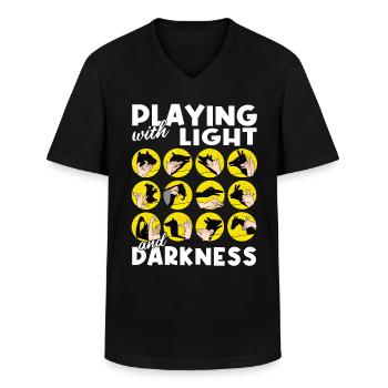Hand Shadow Puppet Show Puppets - Men's V-Neck T-Shirt - black - Front - AI Model Male 178 dark (178cm)