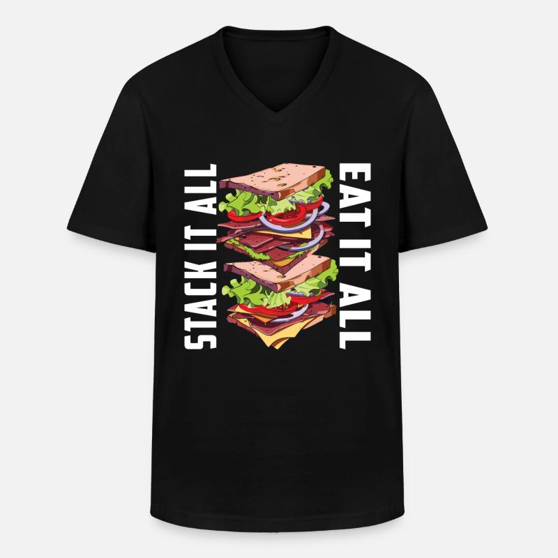 Sandwich Day Snack Celebration Sandwich - Männer-T-Shirt mit V-Ausschnitt - Schwarz