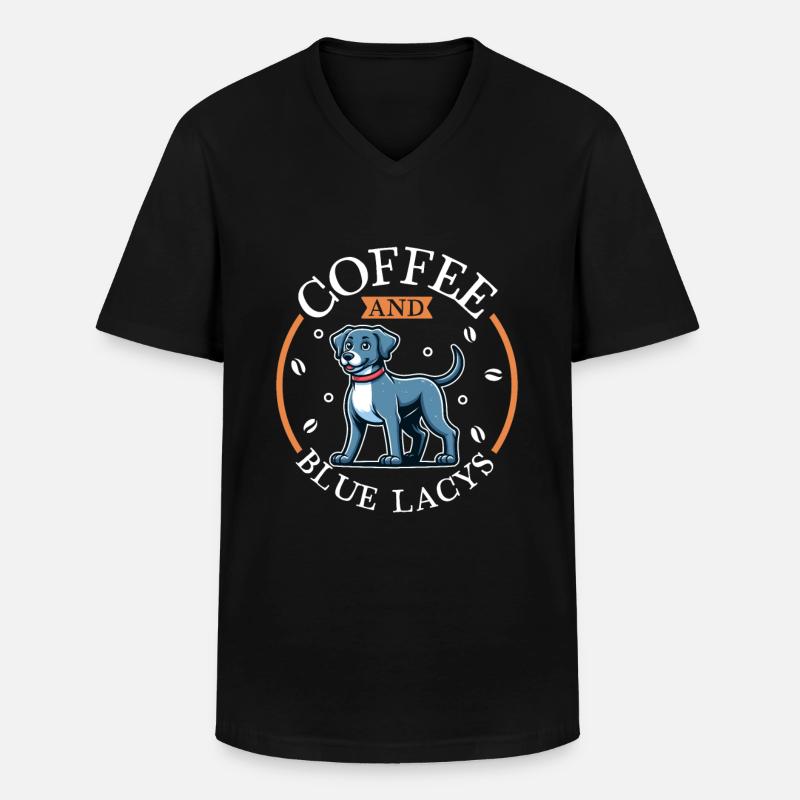Kaffee und Blue Lacy - Männer-T-Shirt mit V-Ausschnitt - Schwarz