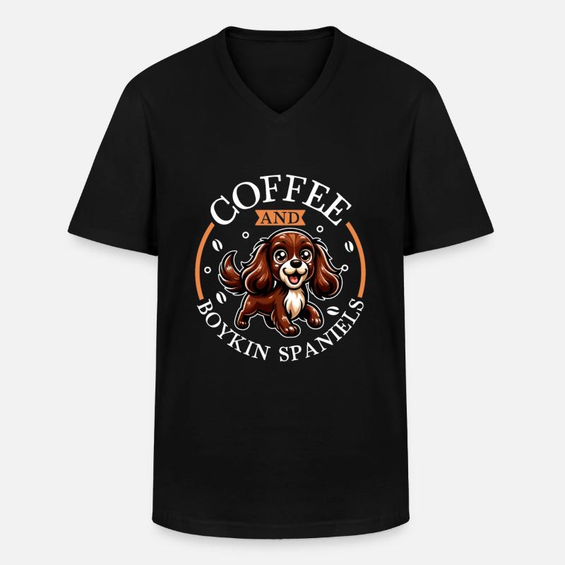 Kaffee und Boykin Spaniel - Männer-T-Shirt mit V-Ausschnitt - Schwarz