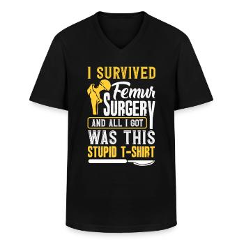 Leg Reconstruction Restoration - Men's V-Neck T-Shirt - black - Front - AI Model Male 178 dark (178cm)