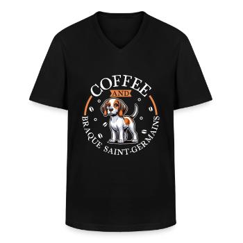 Coffee and Braque Saint-Germain - Men's V-Neck T-Shirt - black - Front - AI Model Male 178 dark (178cm)