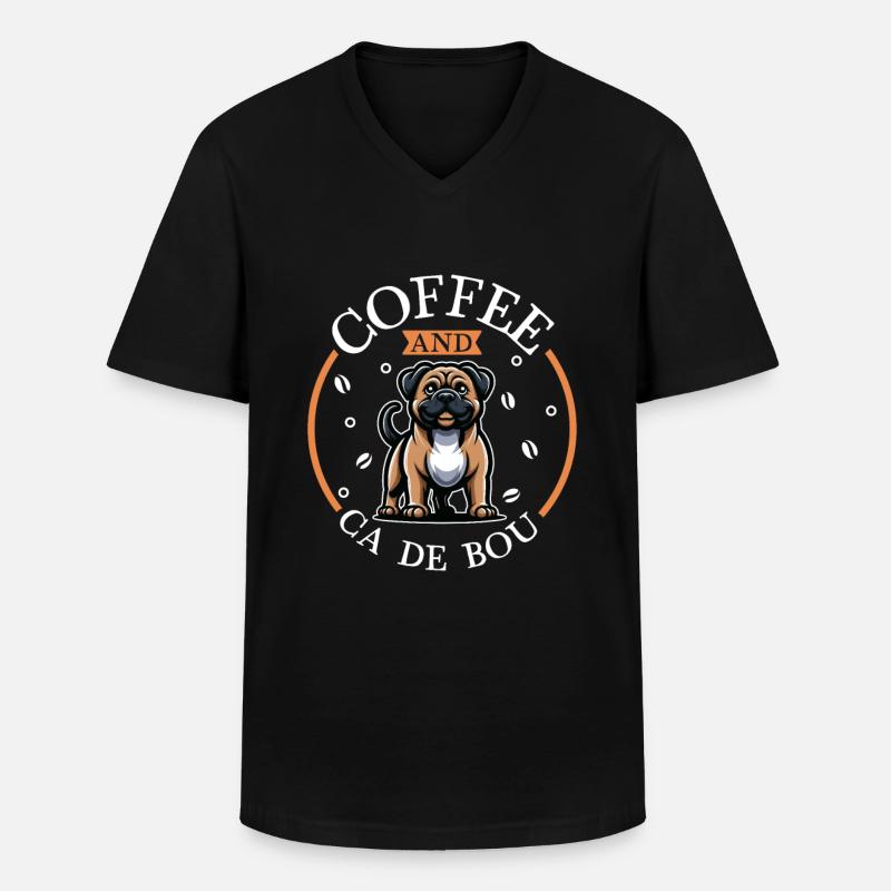 Kaffee und Ca de Bou - Männer-T-Shirt mit V-Ausschnitt - Schwarz