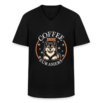Kaffee und Eurasier - Männer-T-Shirt mit V-Ausschnitt - Schwarz - Vorne - AI Model Male 178 dark (178cm)