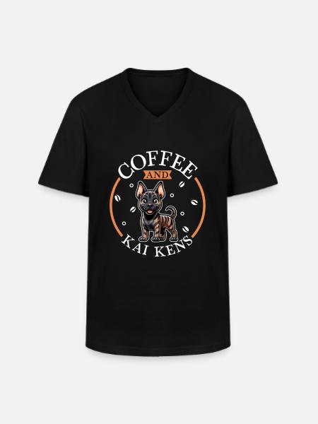 Coffee and Kai Ken - Men's V-Neck T-Shirt - black