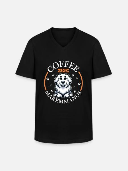Coffee and Maremma-Abruzzo Shepherd Dog - Men's V-Neck T-Shirt - black