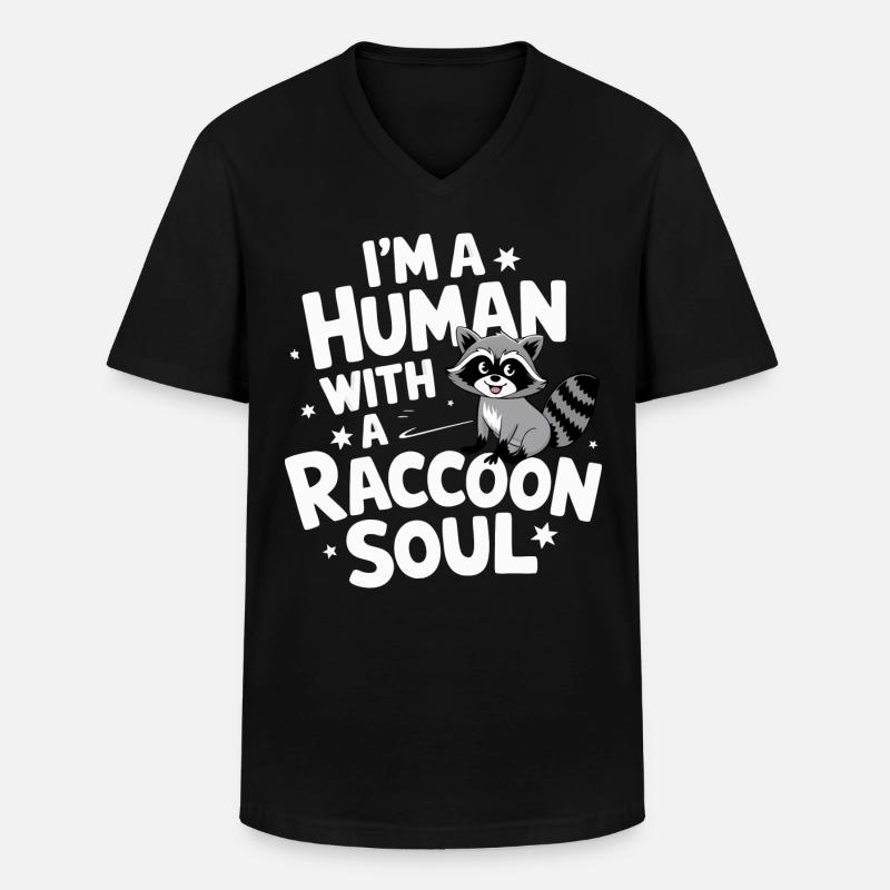 Waschbär - Männer-T-Shirt mit V-Ausschnitt - Schwarz
