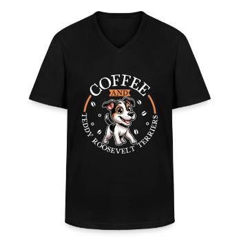 Kaffee und Teddy Roosevelt Terrier - Männer-T-Shirt mit V-Ausschnitt - Schwarz - Vorne - AI Model Male 178 dark (178cm)