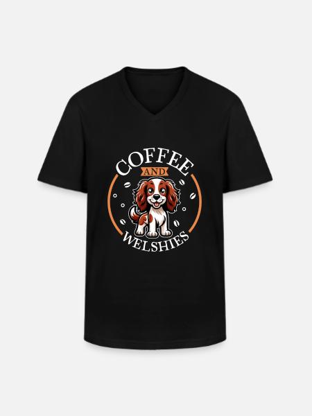 Coffee and Welsh Springer Spaniel - Men's V-Neck T-Shirt - black
