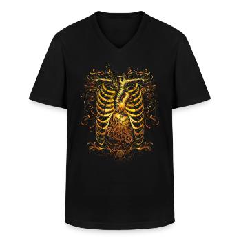 Steampunk Anatomie Steampunk Mécanique - T-shirt col V Homme - noir - Devant - AI Model Male 178 dark (178cm)