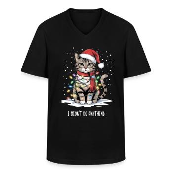 Christmas Cat - Männer-T-Shirt mit V-Ausschnitt - Schwarz - Vorne - AI Model Male 178 dark (178cm)