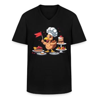 Dankbares Gobble Wobble Thanksgiving - Männer-T-Shirt mit V-Ausschnitt - Schwarz - Vorne - AI Model Male 178 dark (178cm)