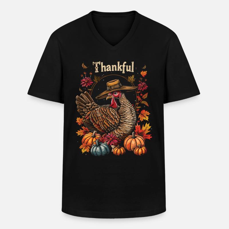 Dankbares Gobble Wobble Thanksgiving - Männer-T-Shirt mit V-Ausschnitt - Schwarz